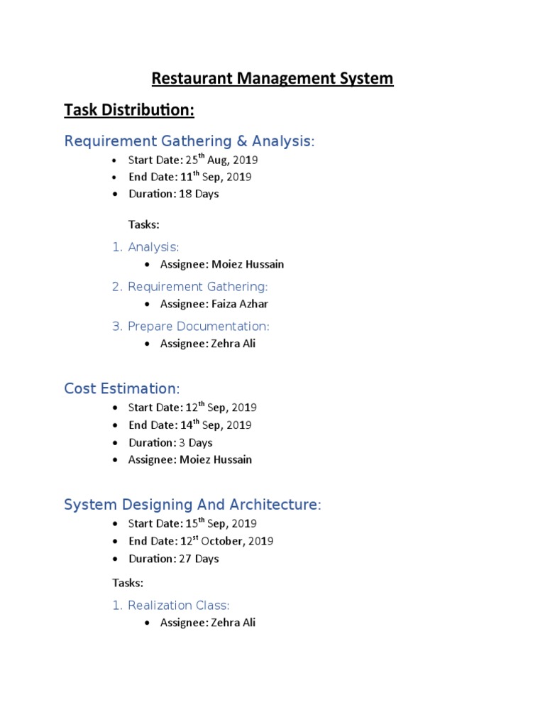 Restaurant Management System (Task Assingment) | PDF