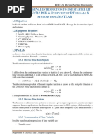 Experiment No.1 I DSP TMS320C6713 DSK & O DT & Matlab: Lab Manual EEE324 Digital Signal Processing