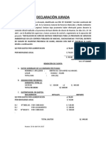 Declaración jurada gastos supervisión proyecto forestal Chavín