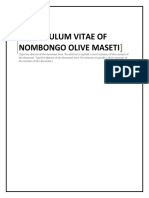 Curriculum Vitae of Nombongo Olive Maseti