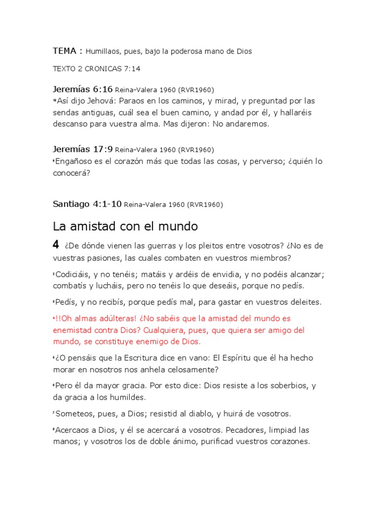 Humillaos bajo la poderosa mano de Dios | PDF