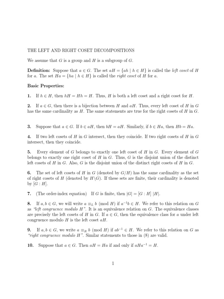 Cosets
