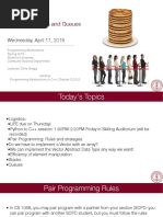 Lecture 5: Stacks and Queues: Wednesday, April 11, 2018