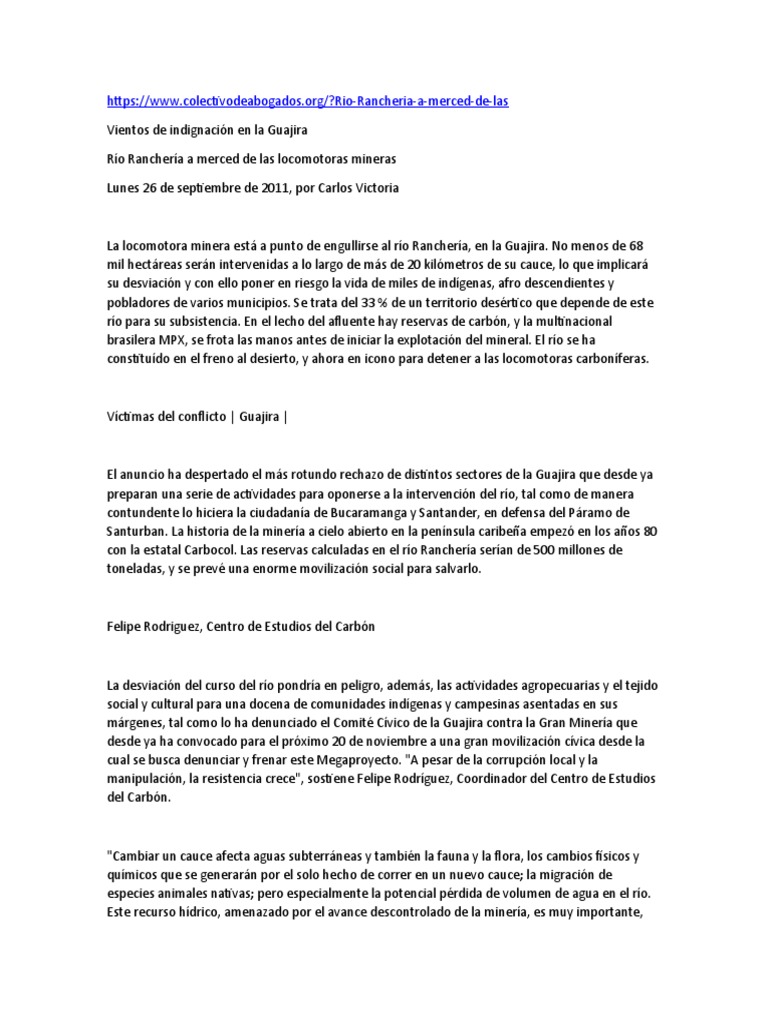 Info Rio Rancheria | PDF | Minería | Colombia