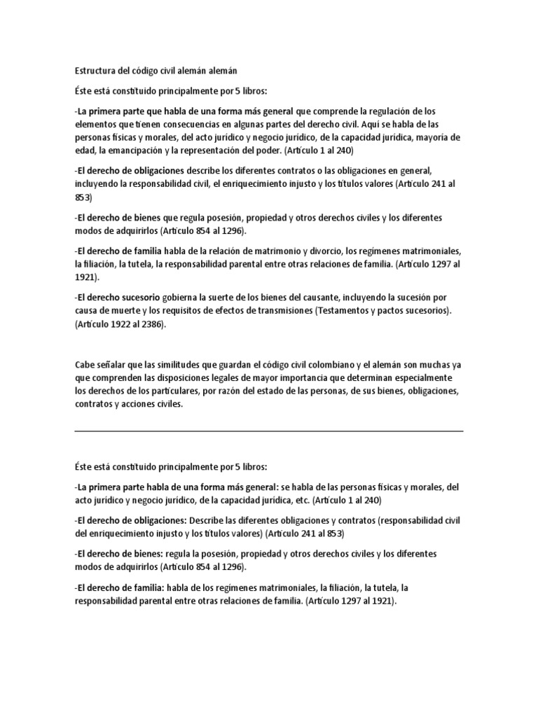 Estructura Del Código Civil Alemán Alemán PDF