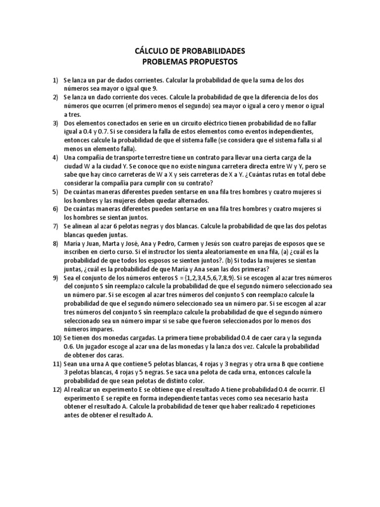 Problemas de Cálculo de Probabilidades | PDF | Probabilidad | Aleatoriedad