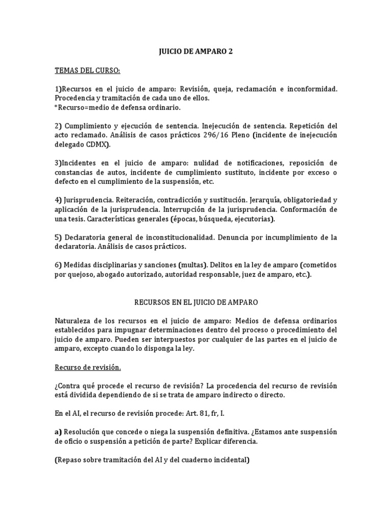 JUICIO DE AMPARO 2 Primer Bloque | PDF | Caso de ley | Sentencia (ley)