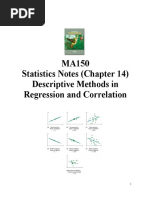 MA150 Statistics Notes (Chapter 14) Descriptive Methods in Regression and Correlation