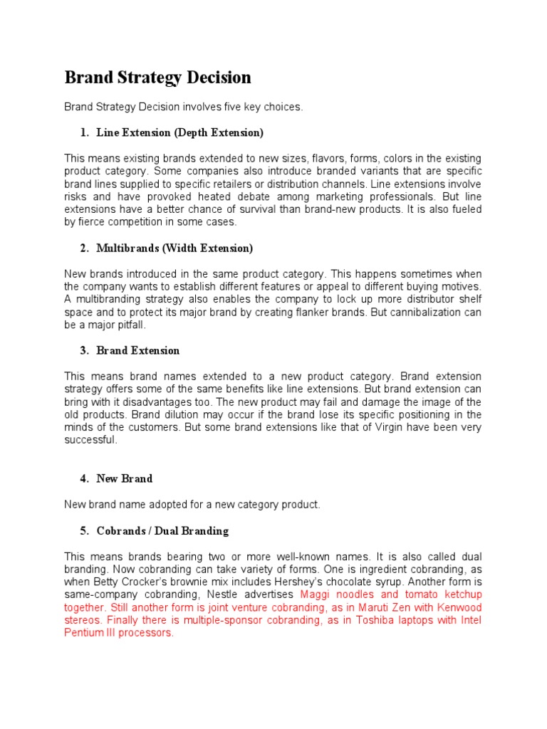 Key Brand Strategy Decisions Explained | PDF | Business