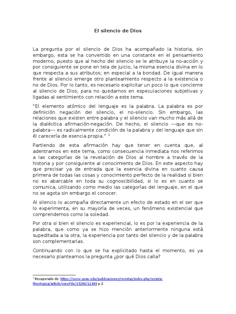 El Silencio de Dios y su Significado | PDF | Esencia | Dios
