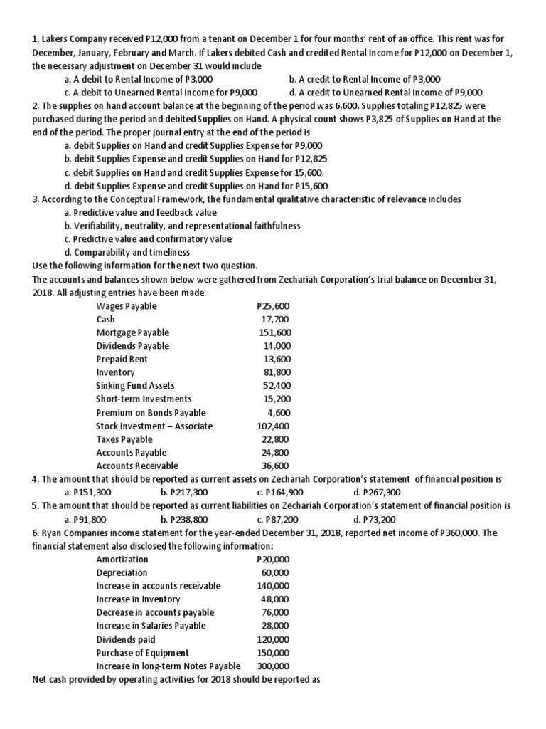 Financial Accounting I Test Bank | PDF | Debits And Credits | Cost Of ...