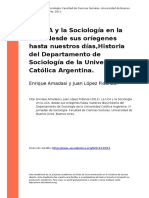 Enrique Amadasi y Juan Lopez Fidanza (2011) - La UCA y La Sociologia en La UCA, Desde Sus Oriegenes Hasta Nuestros Dias, Historia Del Depar PDF