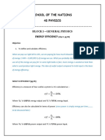 School of The Nations 4S Physics - Block 1 - General Physics Energy Efficiency