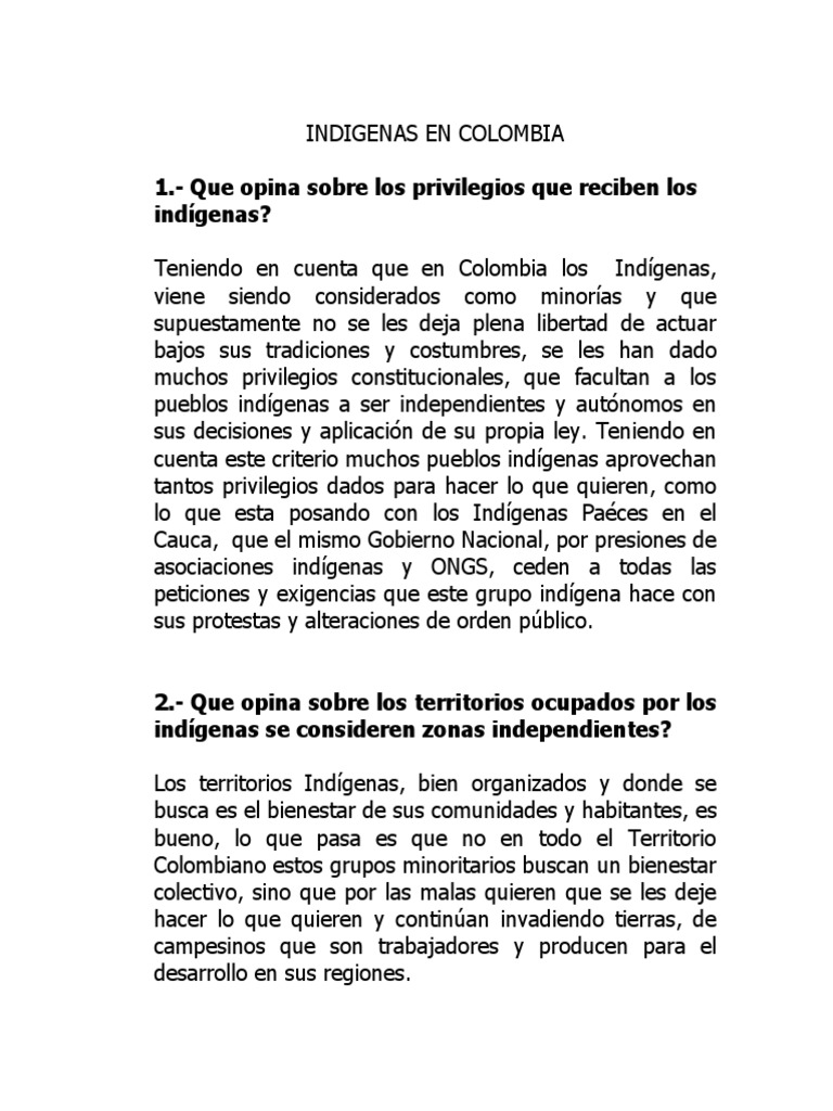 Indigenas en Colombia | PDF | Colombia | Gobierno