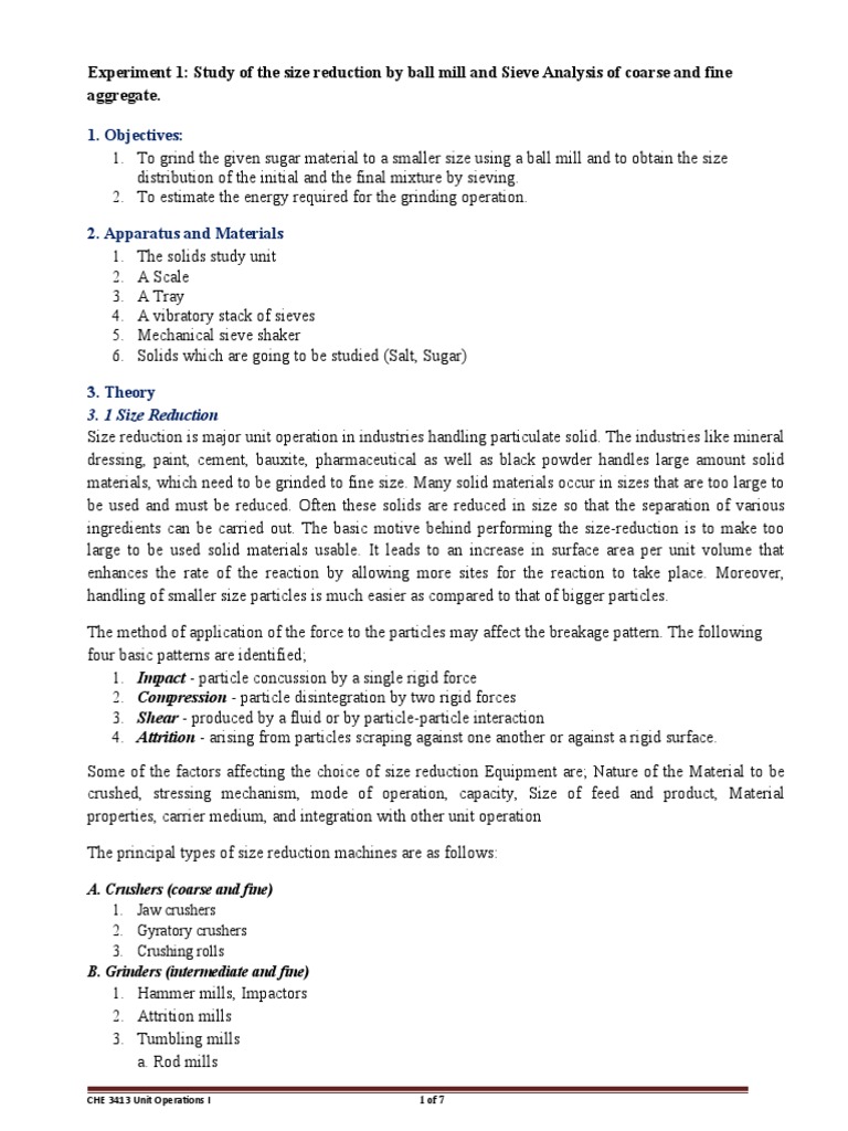 Milling and Size Reduction | PDF | Mill (Grinding) | Particle Size ...