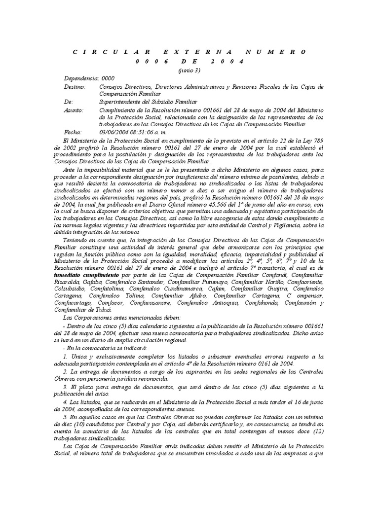 Circular Externa Numero 0006 de 2004 | PDF | Gobierno