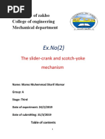 Ex - No (2) : The Slider-Crank and Scotch-Yoke Mechanism