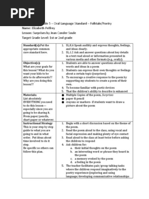 oral language lesson plan