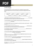 Vocabulary Sheet 1: A. Fill in The Gaps