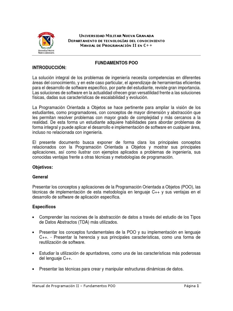Fundamentos POO en C++ Manual | PDF | Objeto (informática ...