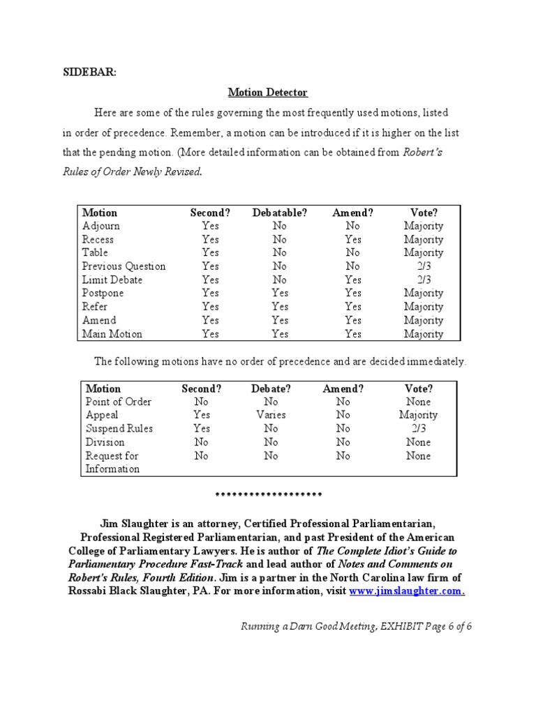 Motion Rules for Effective Meetings | PDF