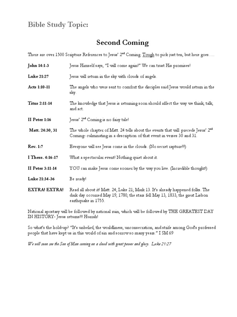 Key Bible Verses on Second Coming | PDF