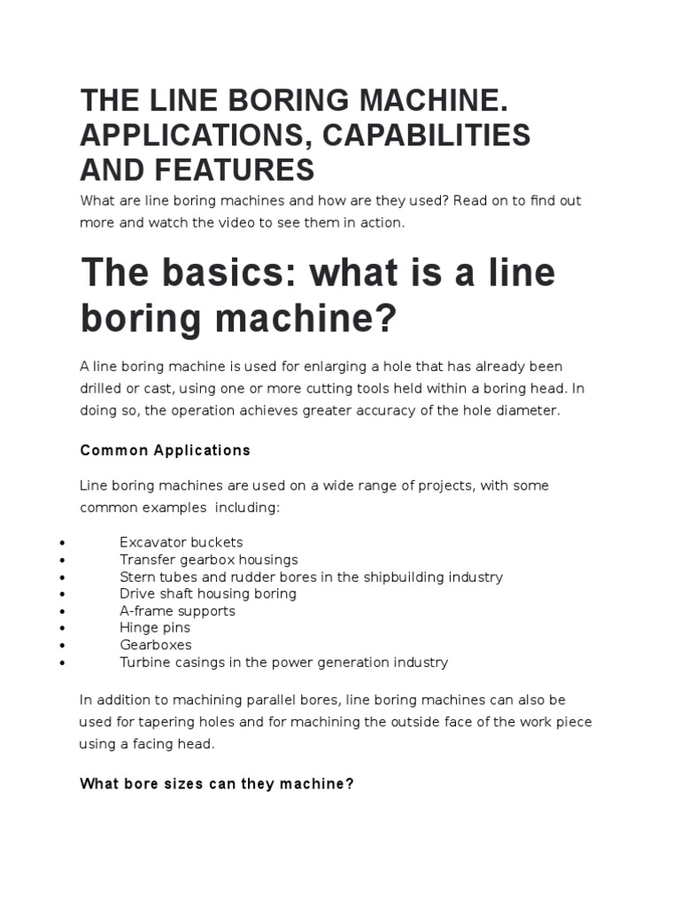 Portable Line Boring Machine Overview | PDF | Machining | Screw