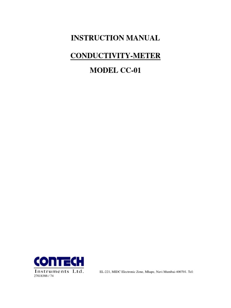 Instruction manual conductivity meter model cc 01 pdf calibration