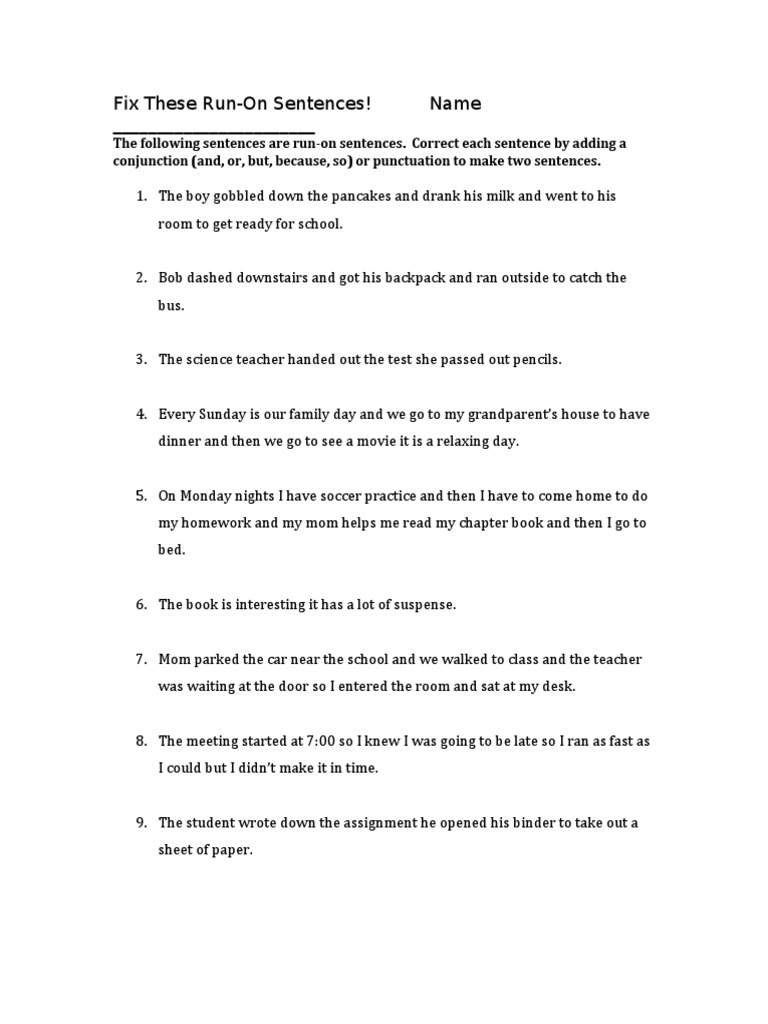 Fixingrunonsentences Pdf