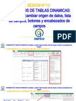 Clase 12a COMANDOS DE TABLAS DINAMICAS Actualizar Cambiar Origen de Datos Lista de Campos Botones y Encabezados de Campos