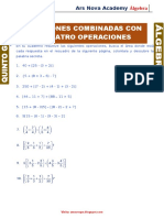 Operaciones Combinadas Con La Cuatro Operaciones para Quinto Grado de Primaria