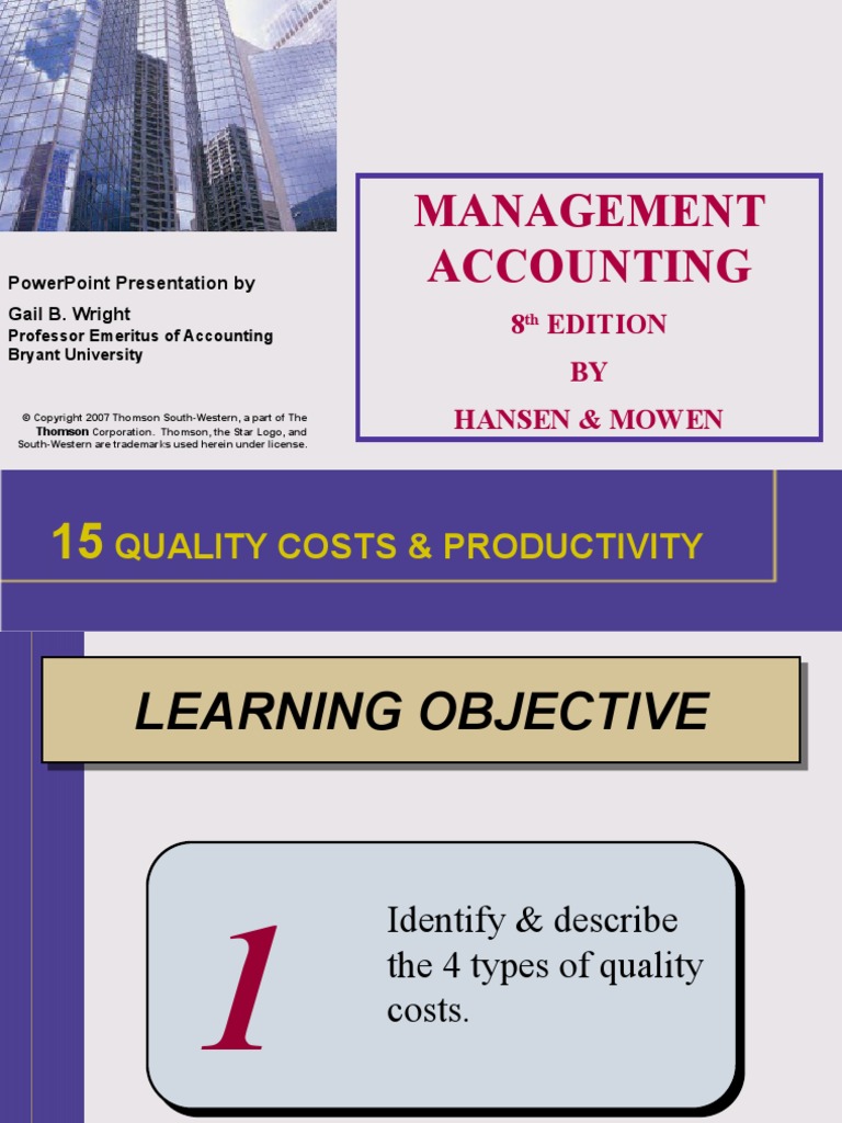 Management Accounting Quality Costs & Productivity PDF Efficiency