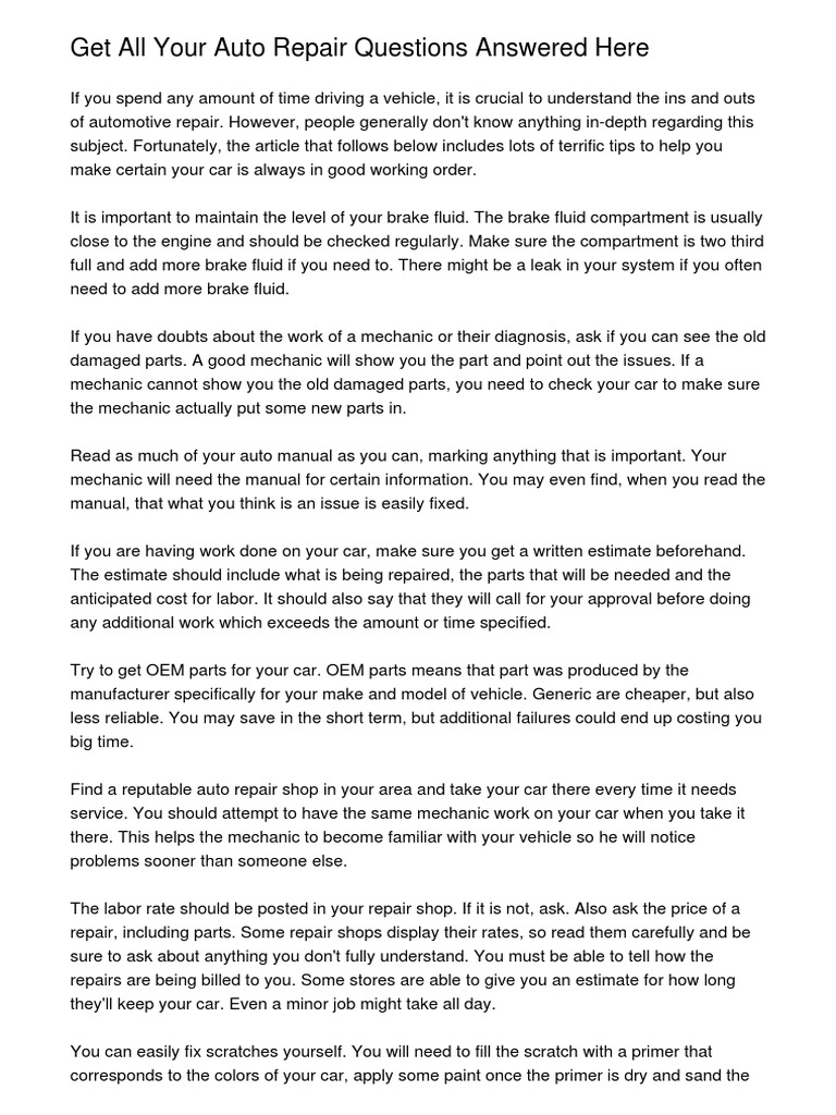 Get All Your Auto Repair Questions Answered Hereefffc PDF Download