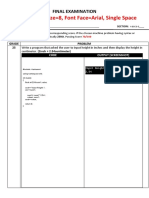Format: Font Size 8, Font Face Arial, Single Space: Final Examination