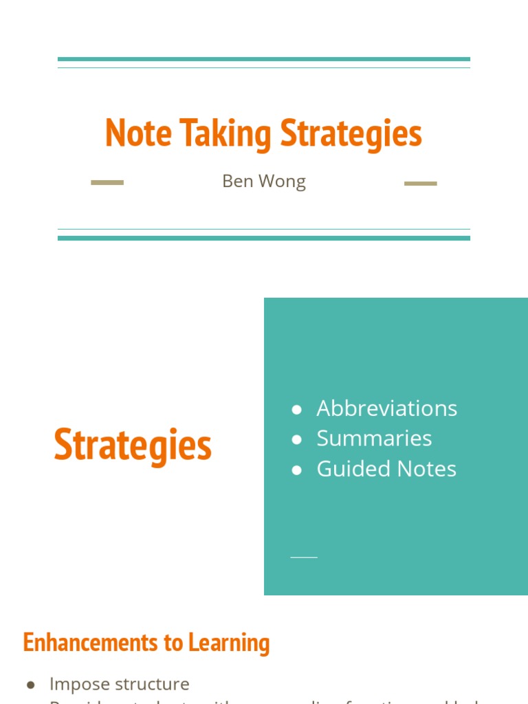 Effective Note Taking Strategies | PDF | Neuropsychology | Behavior ...