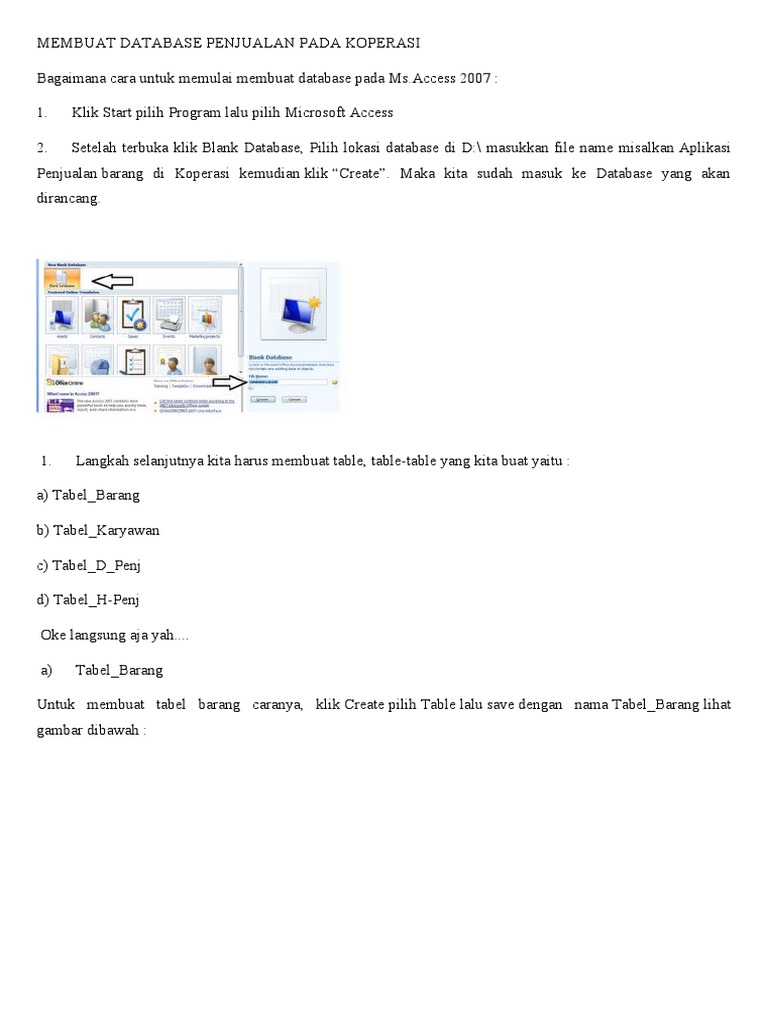 MEMBUAT DATABASE Ms Access | PDF
