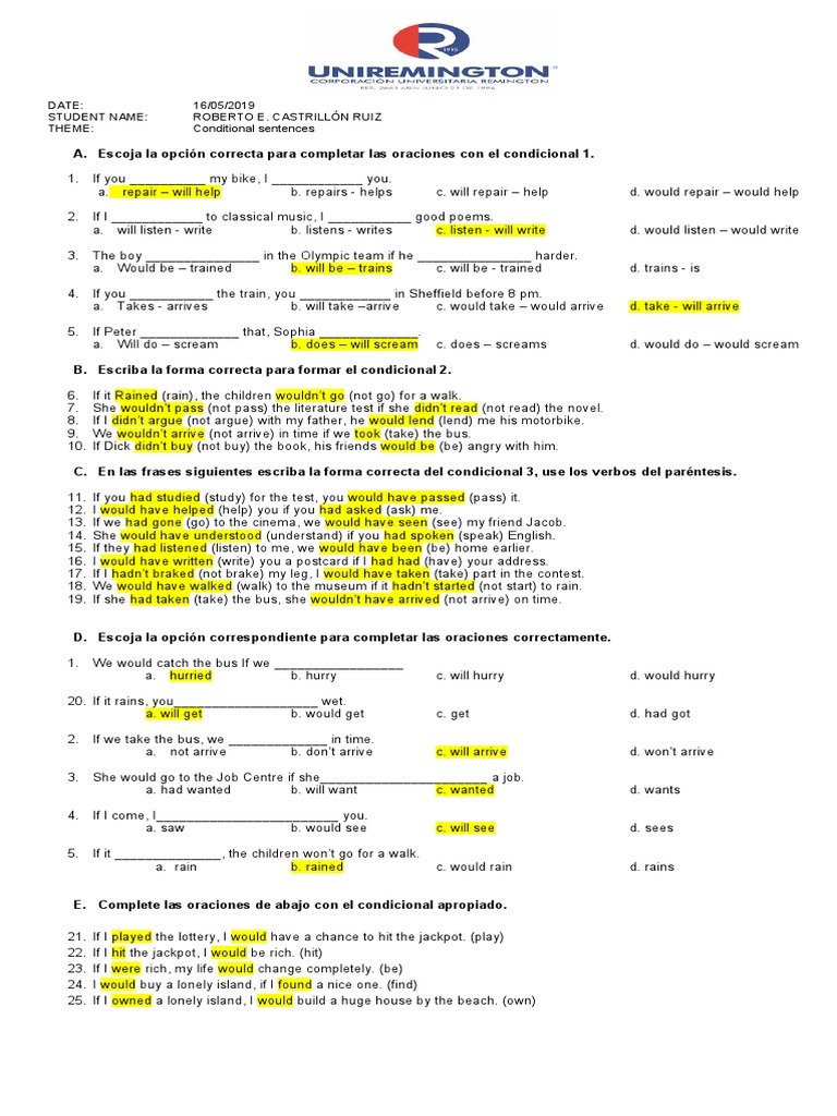 Conditional Sentences Practice Exercises | PDF | Language Arts & Discipline