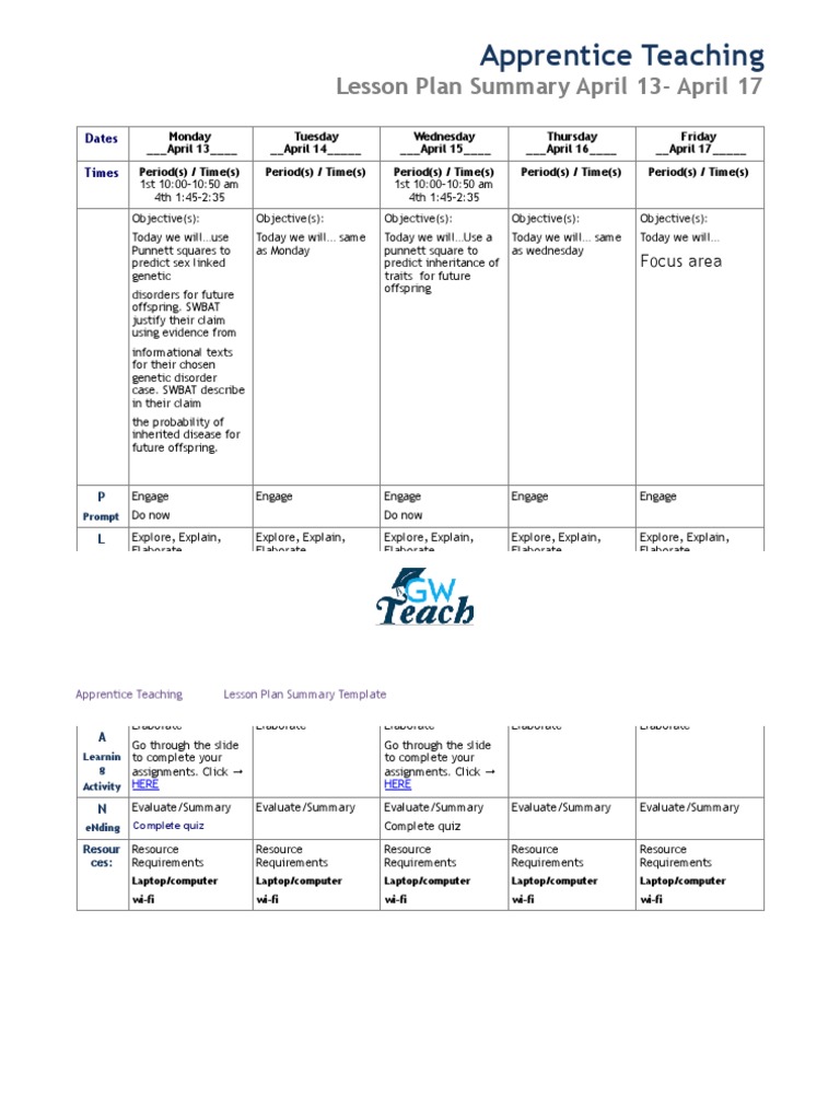 Genetics Lesson Plan Overview | PDF | Genetics | Biology