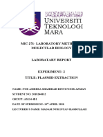 Lab Report Exp 2 Plasmid Extraction