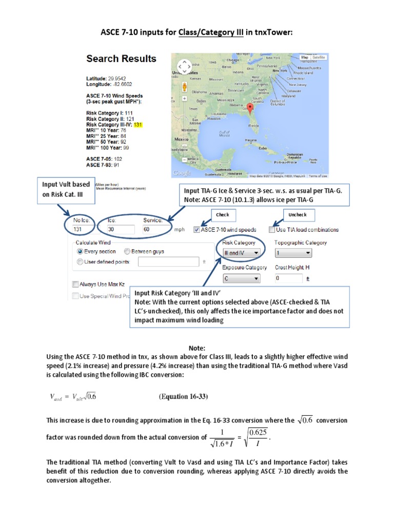 ASCE 7-10 Inputs for tnxTower Class III | PDF