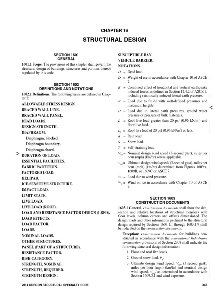 2014 Oregon Structural Specialty Code (OSSC) Chapter 16 - Structural ...