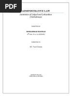 Administrative Law: Institution of Lokpal and Lokayuktas (Ombudsman)