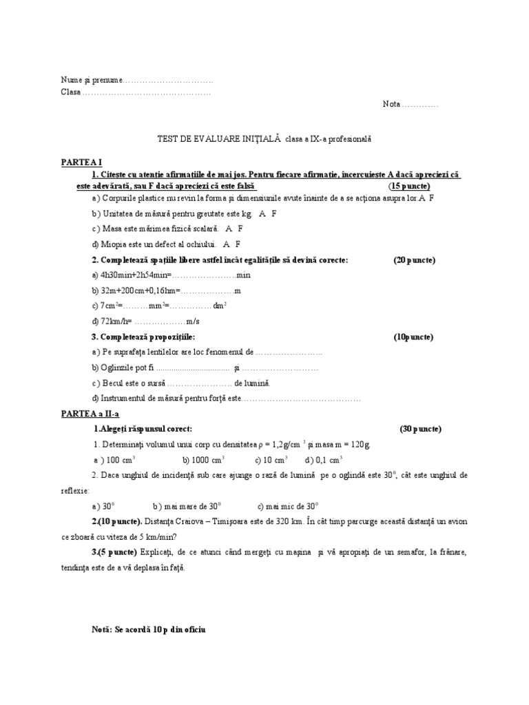 Test Initial Ix Prof. | PDF