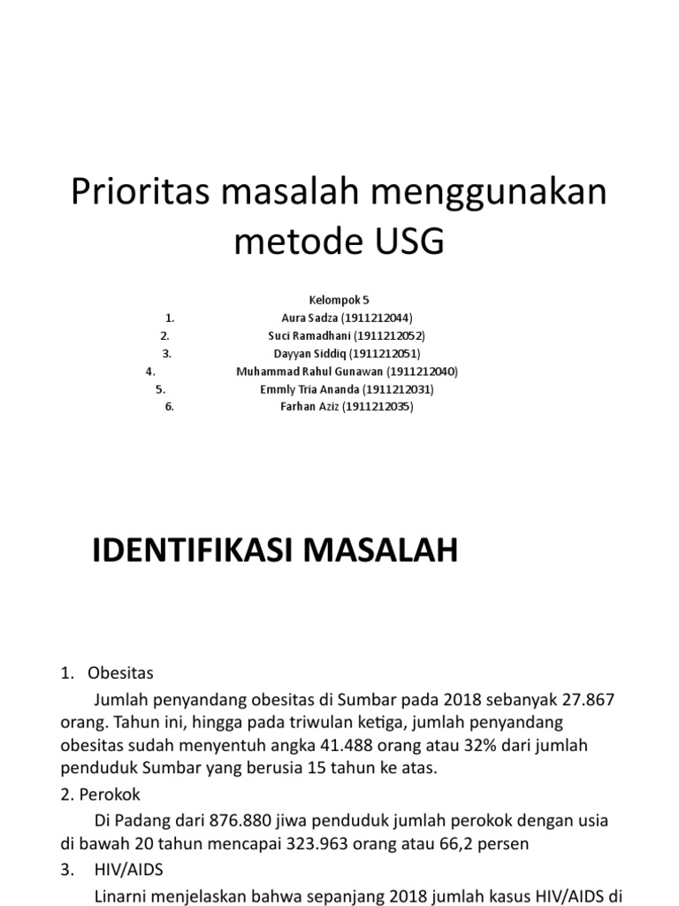 KLP 5 Prioritas Masalah Menggunakan Metode USG | PDF | Pengembangan Diri