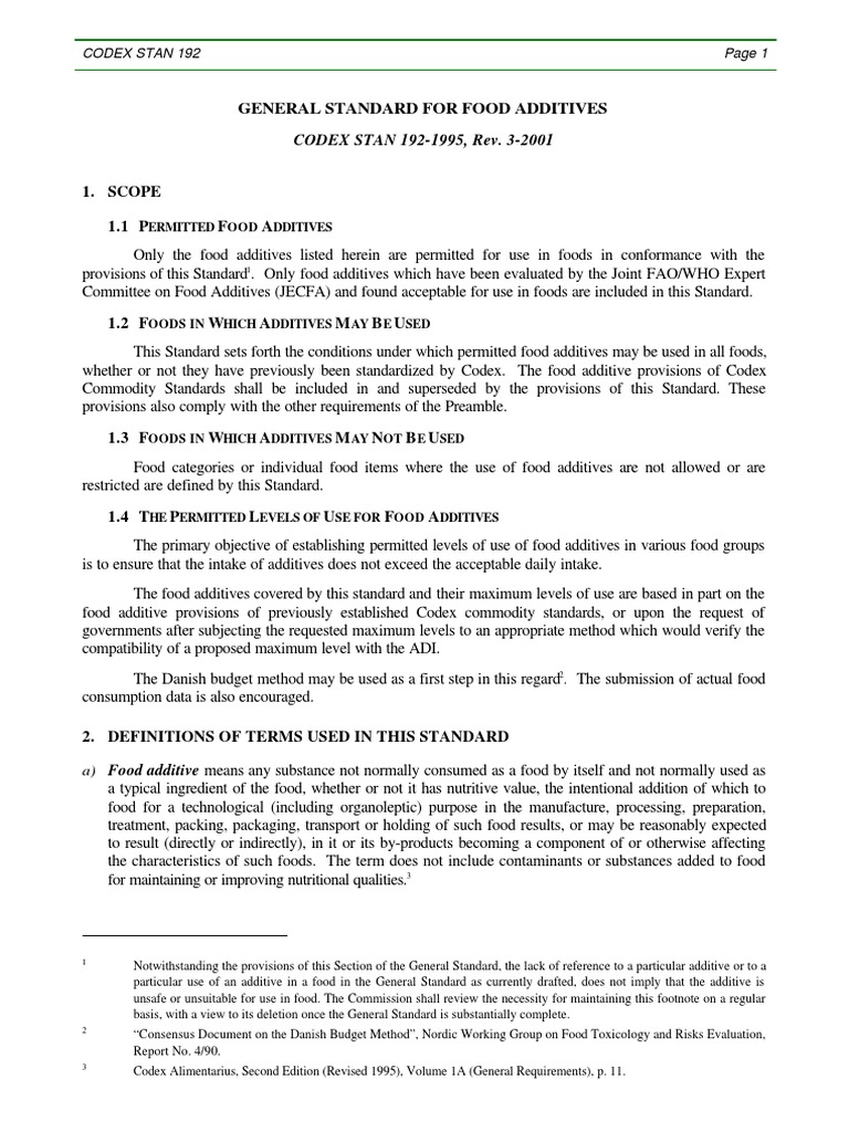 Codex Standard for Food Additives | PDF | Drink | Fruit Preserves