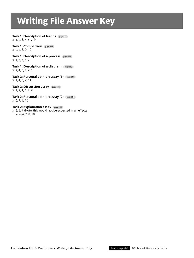 Writing File Answer Key | PDF