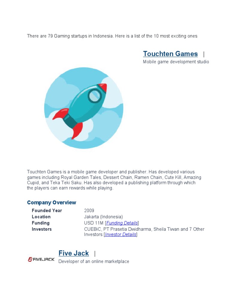 Gaming Companies Indonesia | PDF | Mobile Game | Mobile App