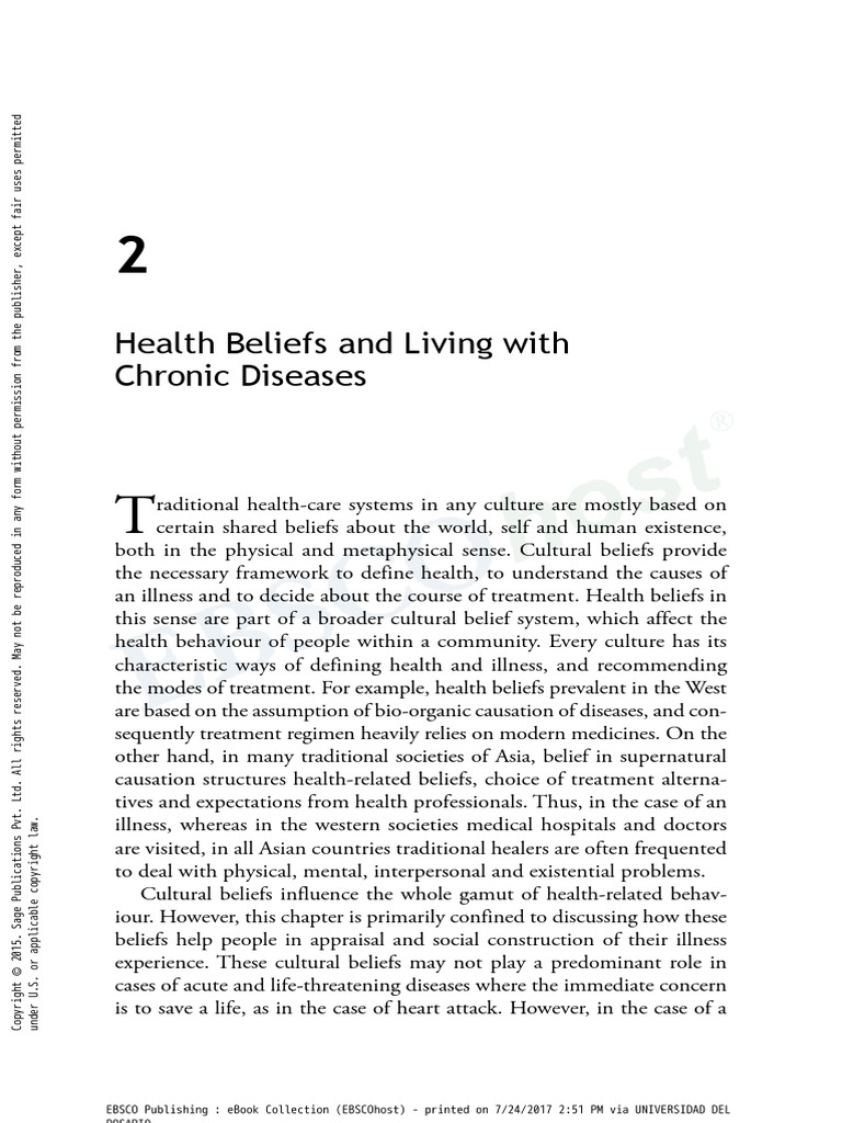 Health Beliefs and Living With Chronic Diseases | PDF | Chronic ...