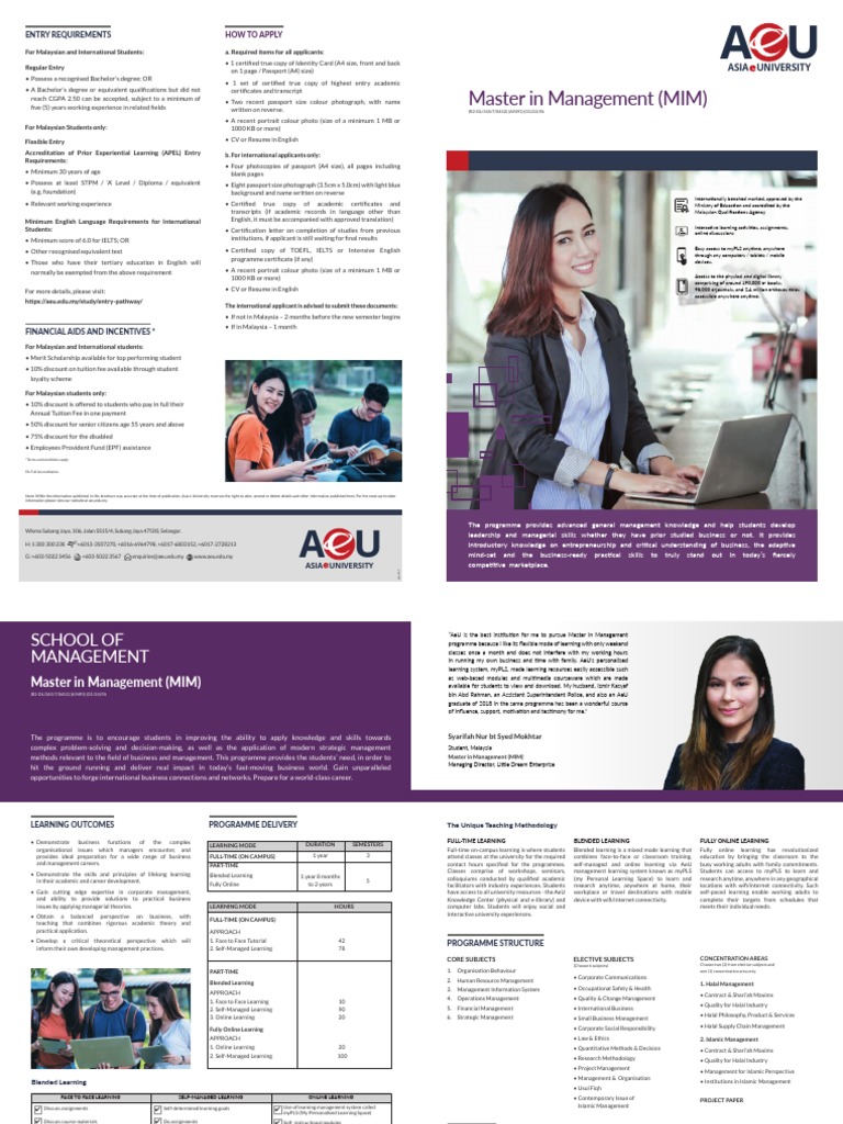 Master in Management (MIM) : Asia University | PDF | Educational ...