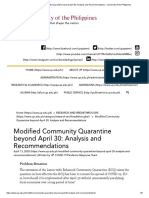 Modified Community Quarantine Beyond April 30 - Analysis and Recommendations - University of The Philippines PDF
